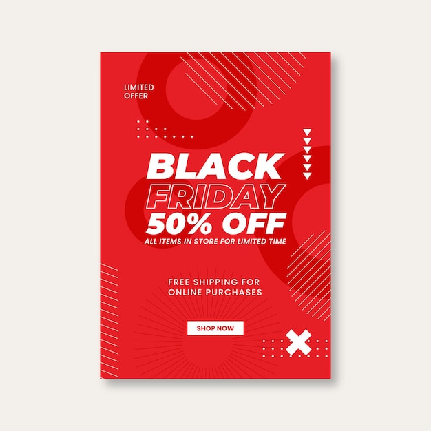 Free vector flat black friday vertical poster template