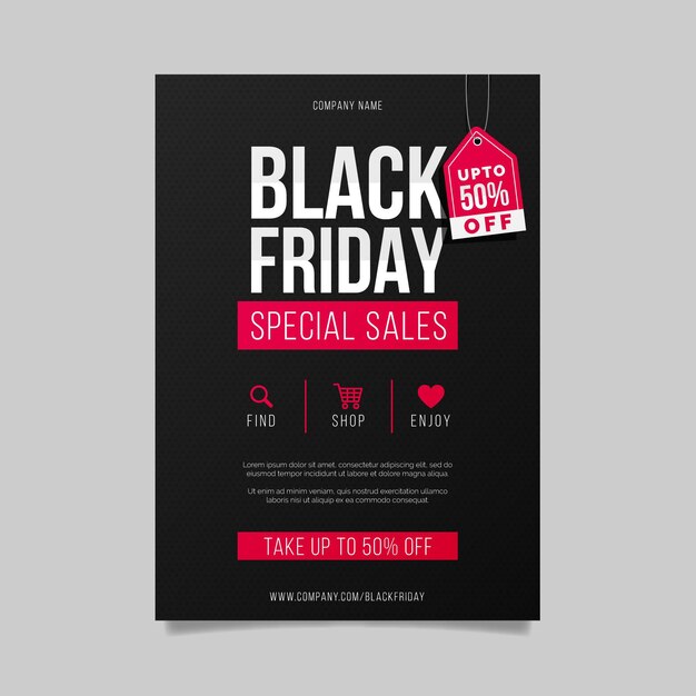 Flat black friday vertical poster template