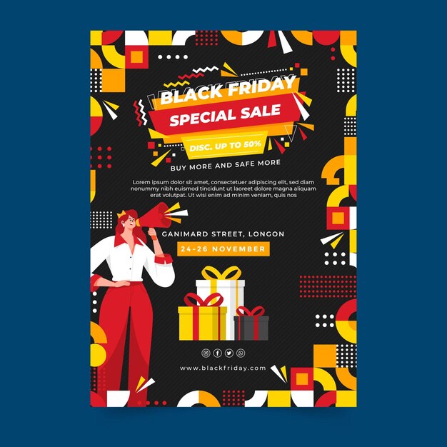 Flat black friday vertical poster template