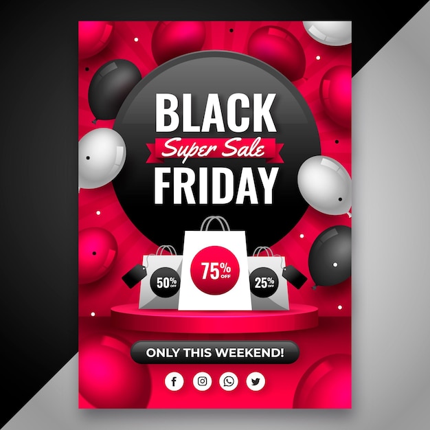 Free vector flat black friday vertical poster template