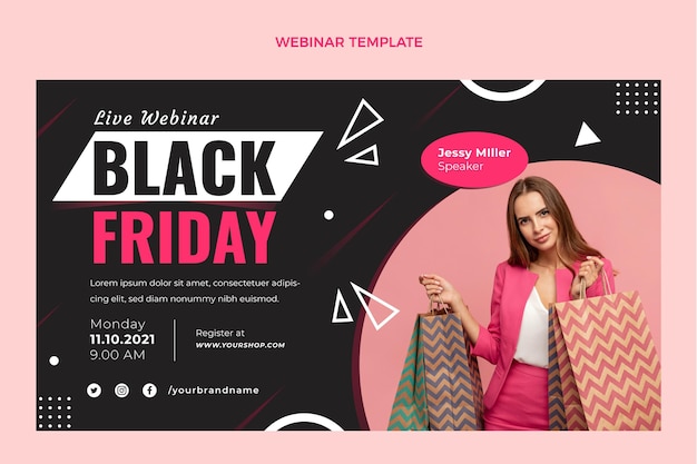 Flat black friday webinar template