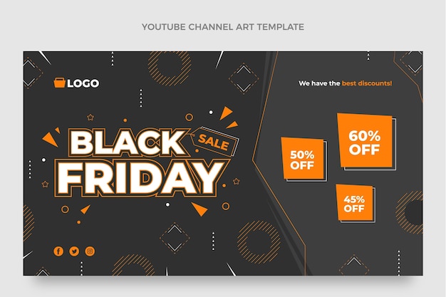 Free vector flat black friday youtube channel art
