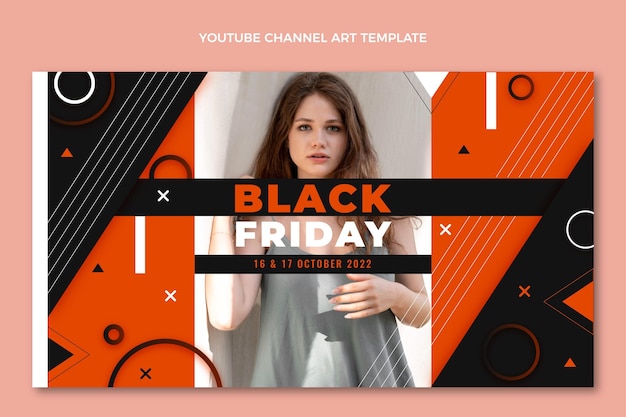 Vettore gratuito flat black friday canale youtube art