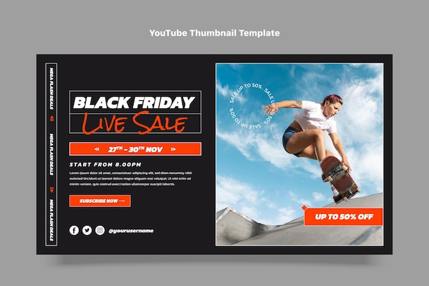 Free vector flat black friday youtube thumbnail