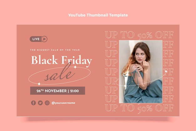 Free vector flat black friday youtube thumbnail