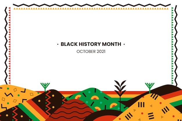 Vettore gratuito sfondo del mese di storia nera piatta