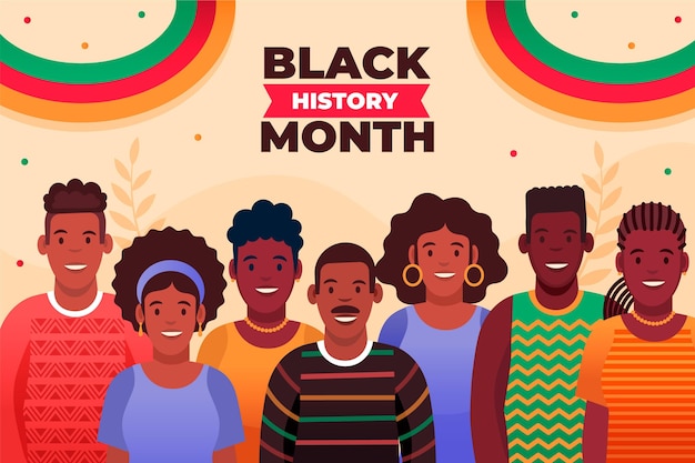 Flat black history month background