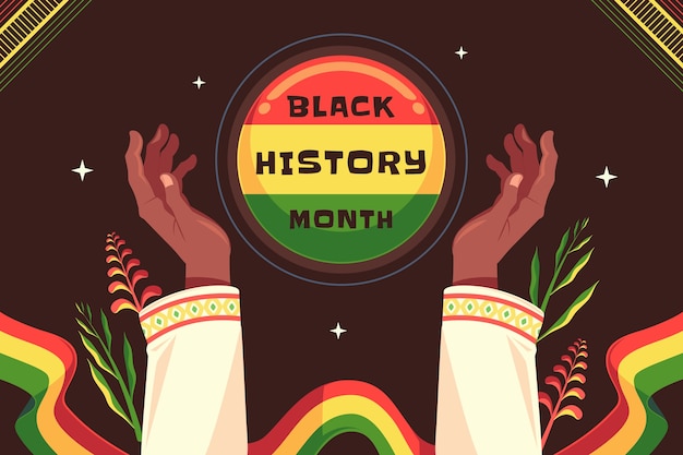 Flat black history month background