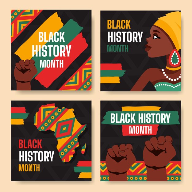 Raccolta di post instagram del mese di storia nera piatta