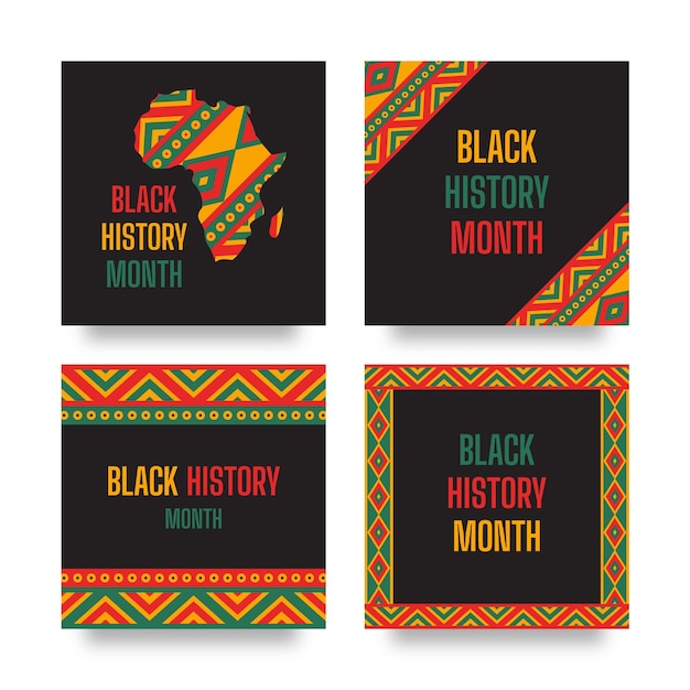 Flat black history month instagram posts