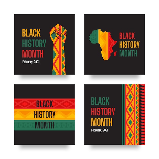 Flat black history month instagram posts