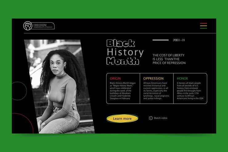 Free Vector flat black history month landing page template