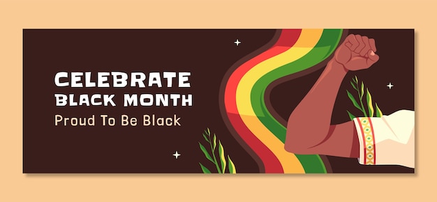 Flat black history month social media cover template