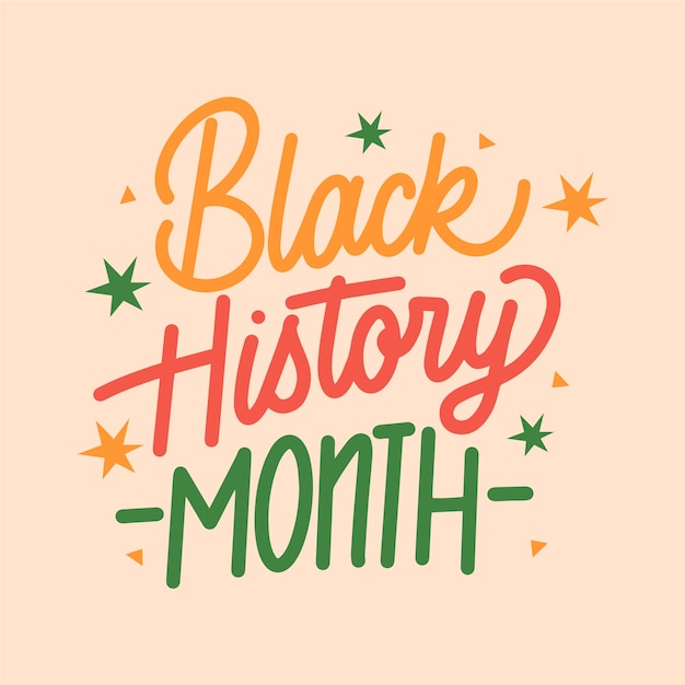 Бесплатное векторное изображение Плоская черная иллюстрация текста месяца истории.