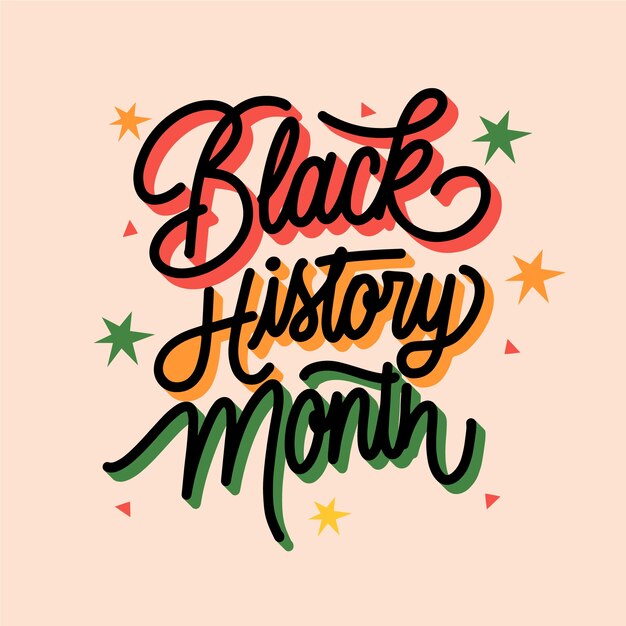 Flat black history month text illustration