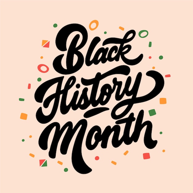 Flat black history month text illustration