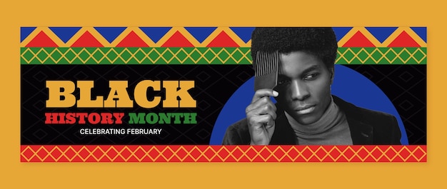 Flat black history month twitter header template