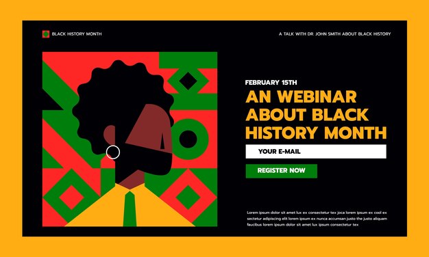 Flat black history month webinar template