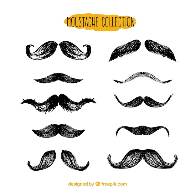 Free vector flat black mustache collection