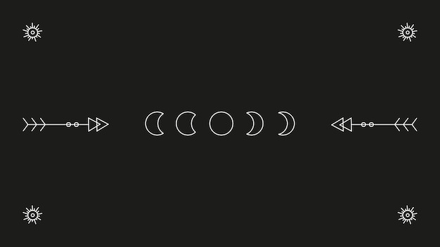 Free vector flat black wallpaper with moon phases