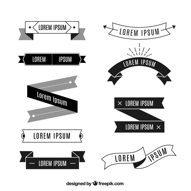 Free Vector flat black and white ribbons