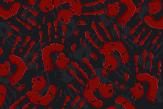 Бесплатное векторное изображение Плоский кровавый фон отпечатка руки