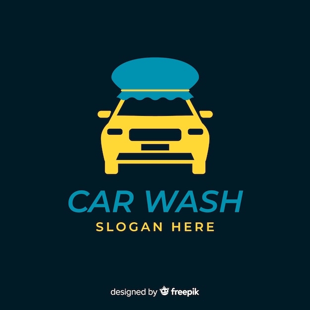 Flat blue car wash logo