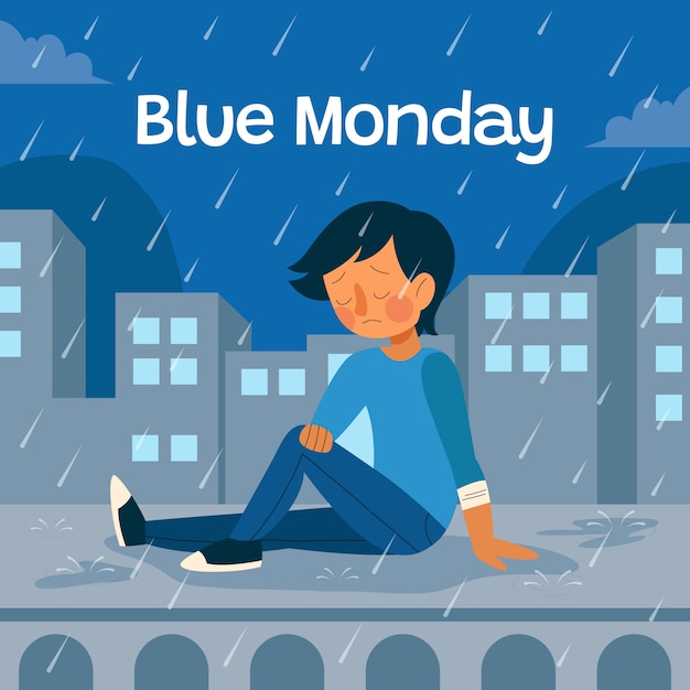 Flat blue monday illustration