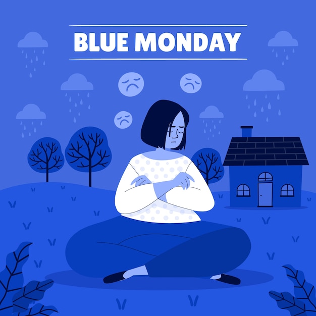 Flat blue monday illustration