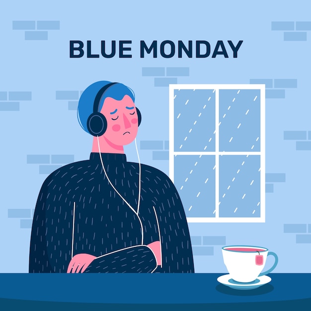 Flat blue monday illustration