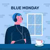 Free vector flat blue monday illustration