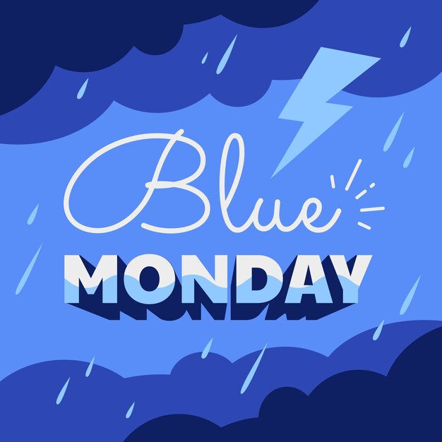 Free vector flat blue monday text illustration