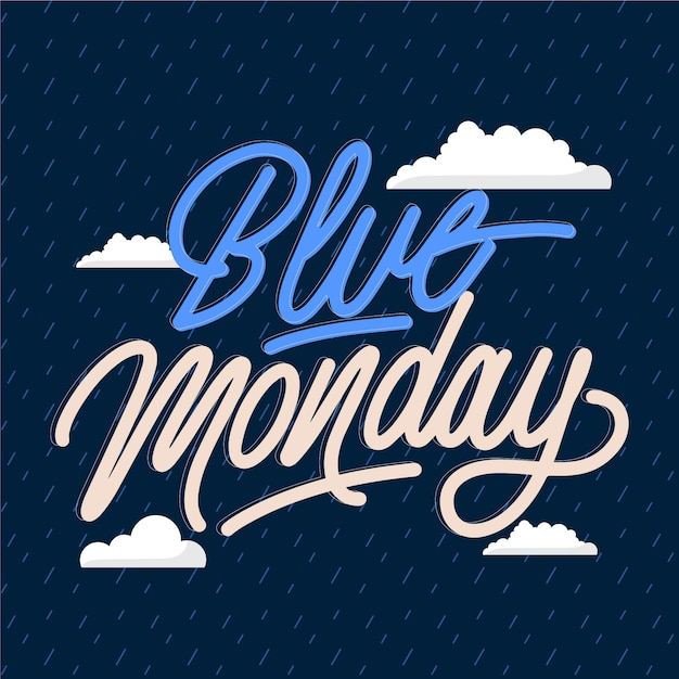 Free vector flat blue monday text illustration