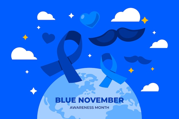 無料ベクター 平らな青い 11 月の背景