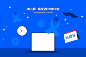 Vettore gratuito sfondo di novembre piatto blu