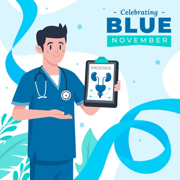 Vettore gratuito illustrazione di novembre piatto blu