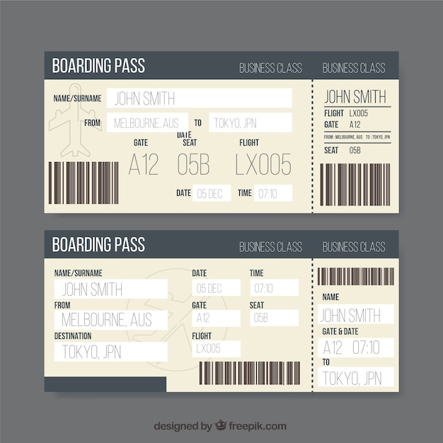 Free vector flat boarding pass template