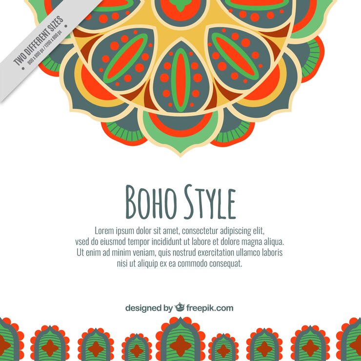 मुफ़्त वेक्टर flat boho background with floral ornaments