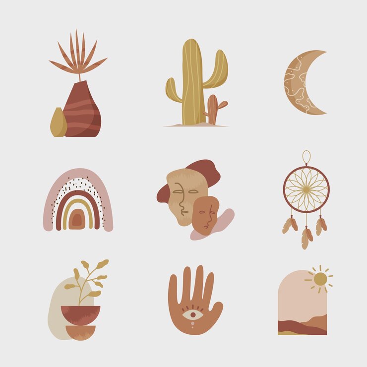 Free Vector flat boho elements collection