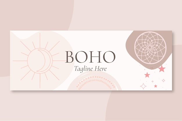 Free vector flat boho facebook cover