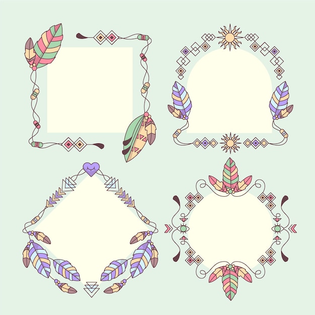 Flat boho frame collection