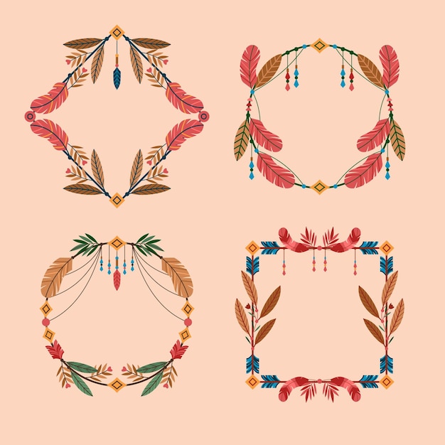 Flat boho frame collection