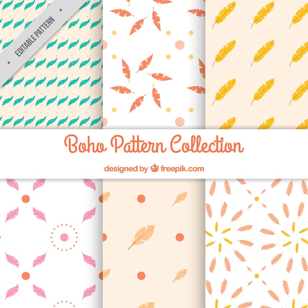 Free vector flat boho pattern collection