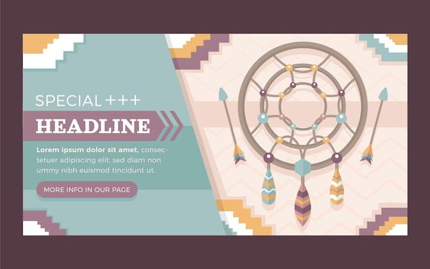 Free vector flat boho social media post template