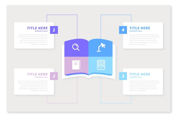 Flat book infographics concept