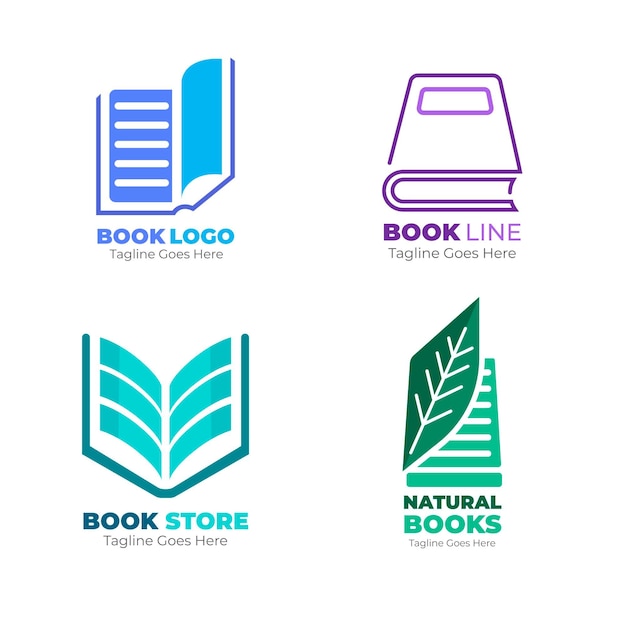 Free vector flat book logo collection