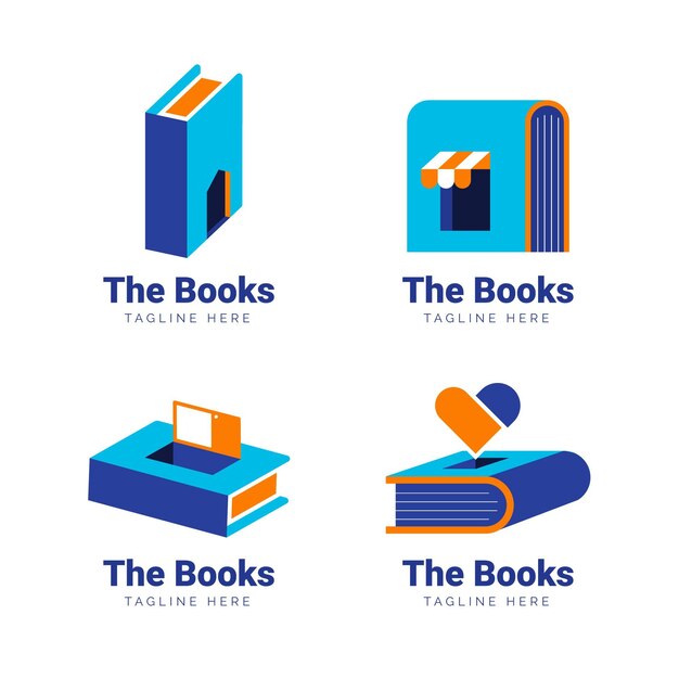 Flat book logo collection