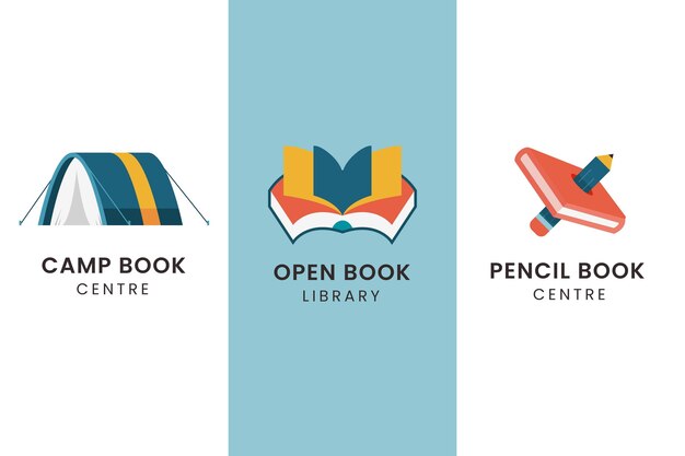 Flat book logo collection