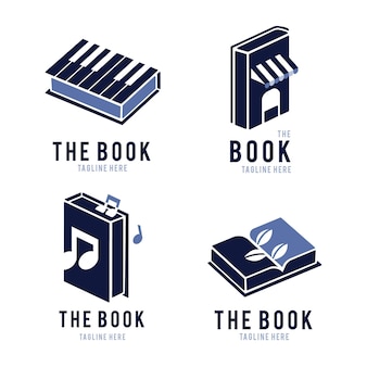 Flat book logo collection Free Vector