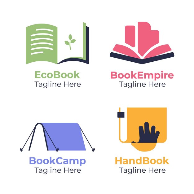 Flat book logo collection